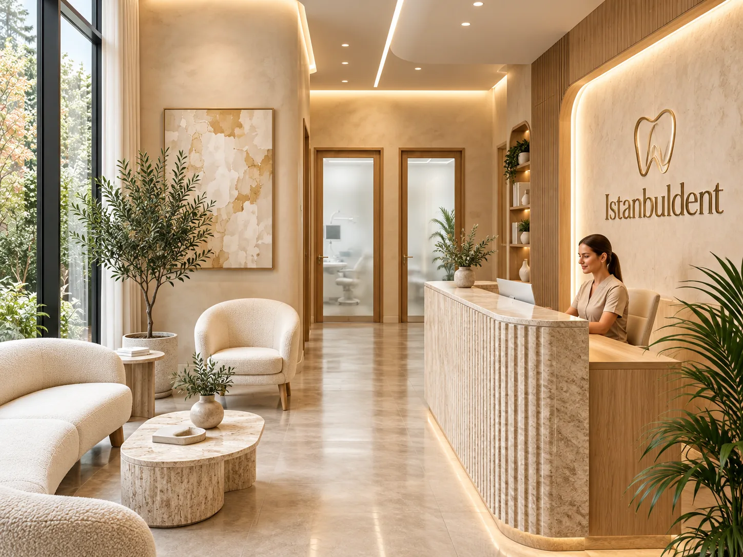 İstanbuldent kliniğinin karşılama ve bekleme alanı